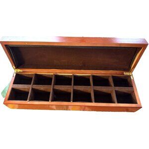 12 Compartment Wood Tea or Spice Storage Trinket Box